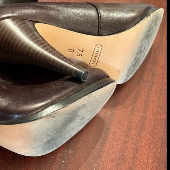 Coach KRISTA Tall Riding Leather Boots 7.5B Brown Calf Glove Fashion - Picture 9 of 12